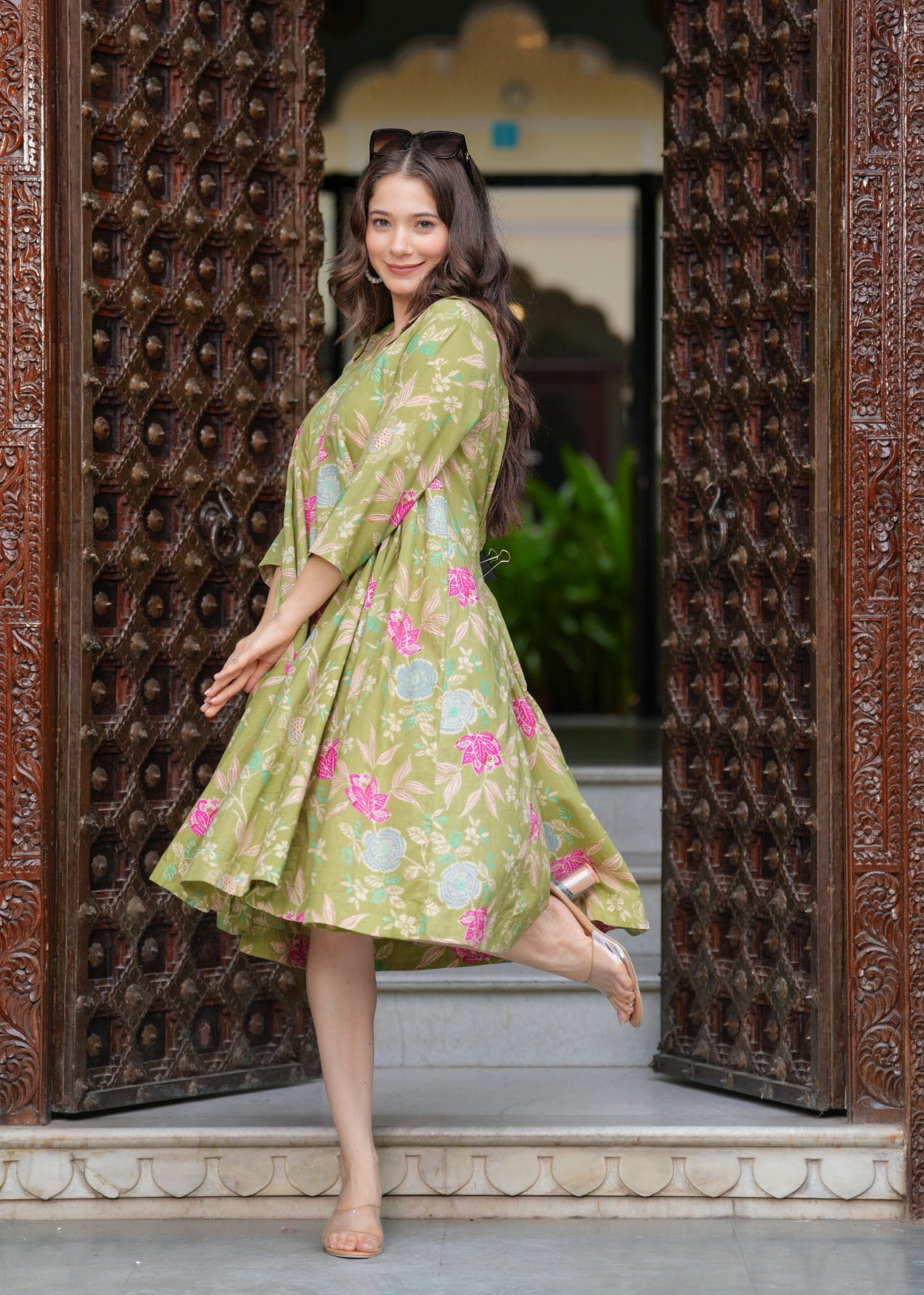 Olive Grace Anarkali kurta