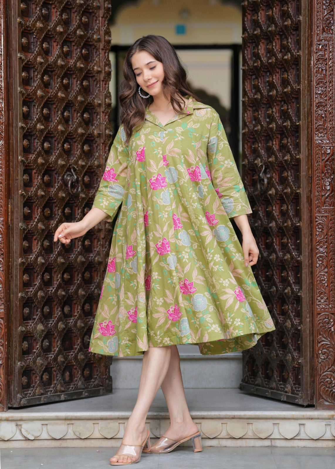 Olive Grace Anarkali kurta